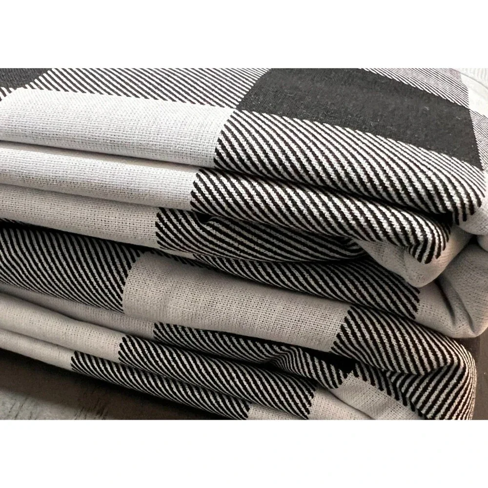 EDDIE BAUER Twin Duvet Cover Set 100% Cotton Black White Mountain Buffalo Plaid